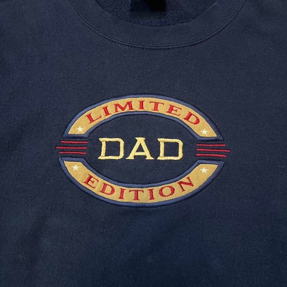 Vintage 90s Navy Blue Crewneck Made in USA Limited Edition Dad Navy Embroidered - Picture 2 of 7